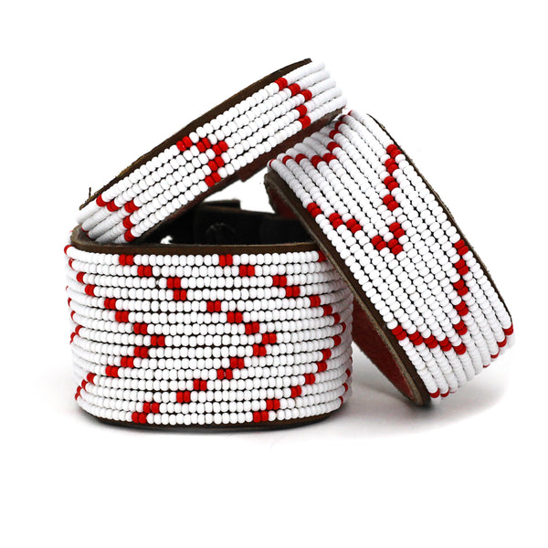 Bracelet Beads Chevron Rouge Blanc - Tanzanie