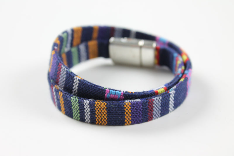 Bracelet Tissu Beads de Verre Recyclé Ghana - Assemblé au Québec