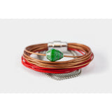 Bracelet Espoir - Lanières Cuir Perle Papier Recyclée