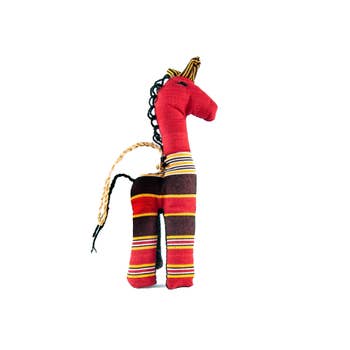 Déco - Girafe Tissu Wax Rouge - Uganda