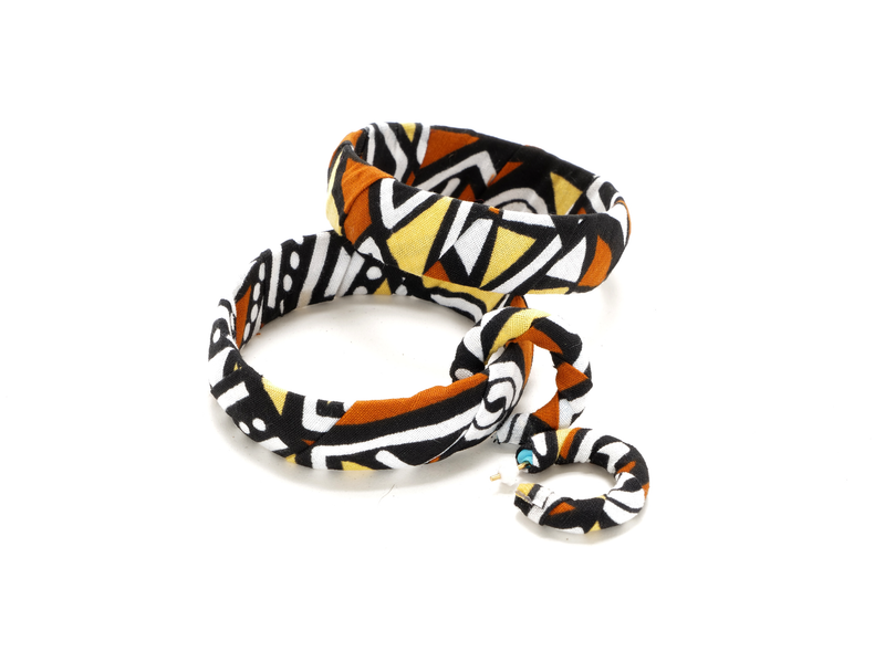 Bracelet et Boucle d'Oreille en Wax - Tissu Africain