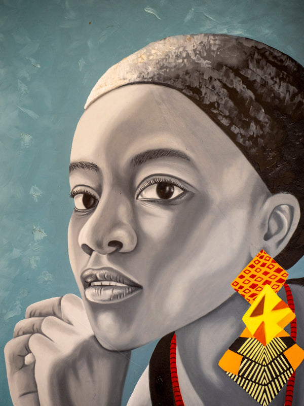 Peinture Sénégalais - portrait de femme 2 - sur Canevas